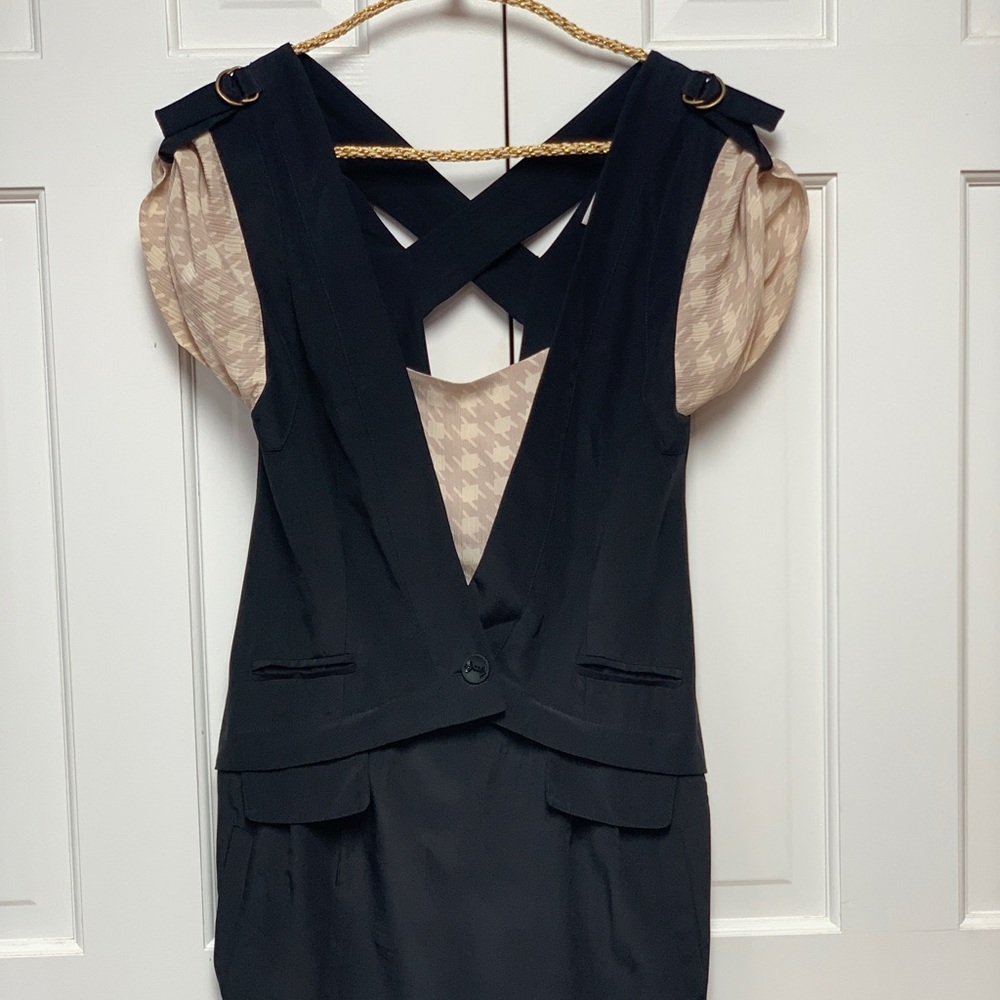 Mayle Black and Houndstooth Print Dress